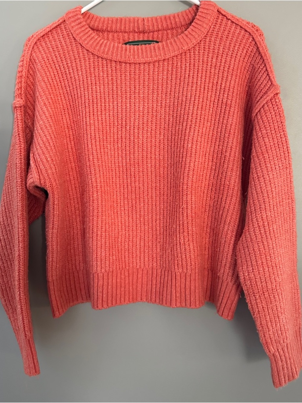 Women's Coral Ribbed Crewneck Sweater